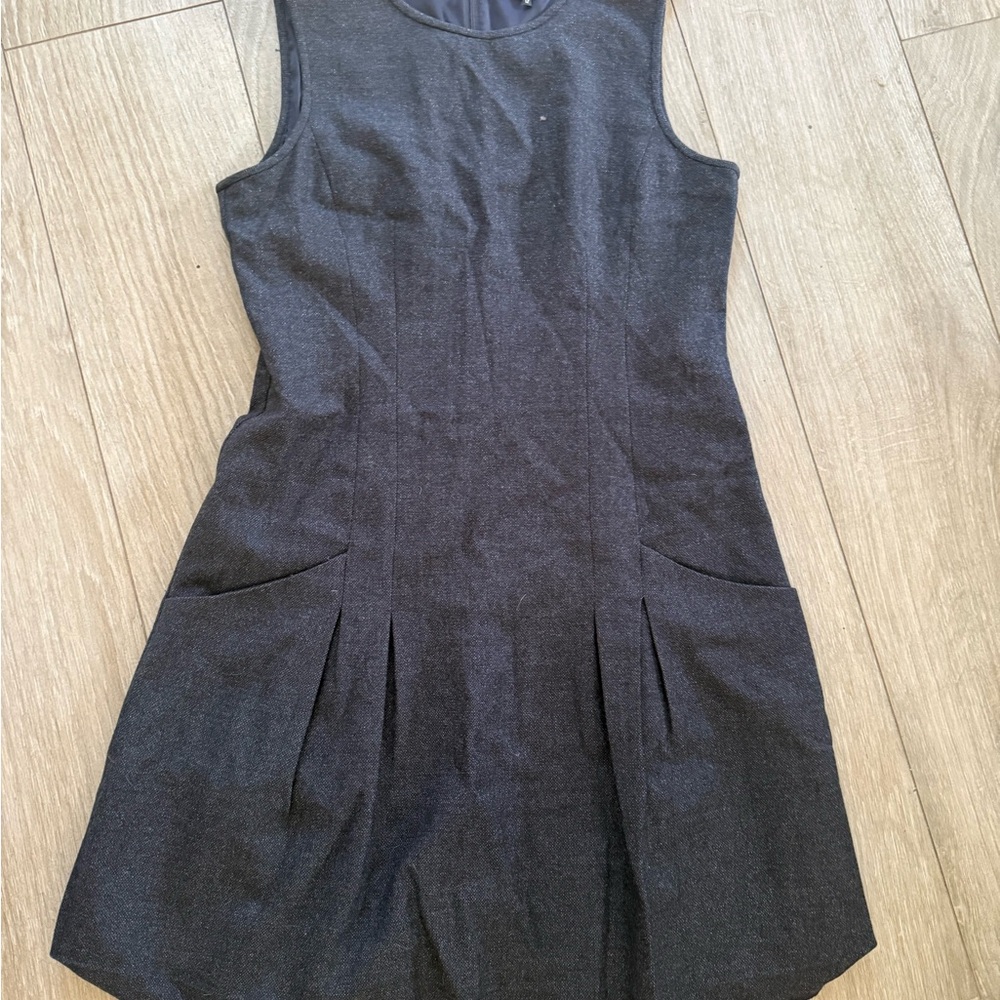 Theory Black Sleeveless Midi Dress with Front Pleats